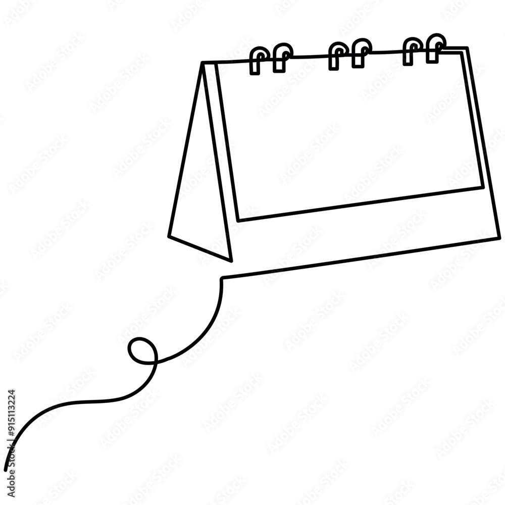 Aufkleber table calendar single line art, continuous one line drawing of isolated outline vector art