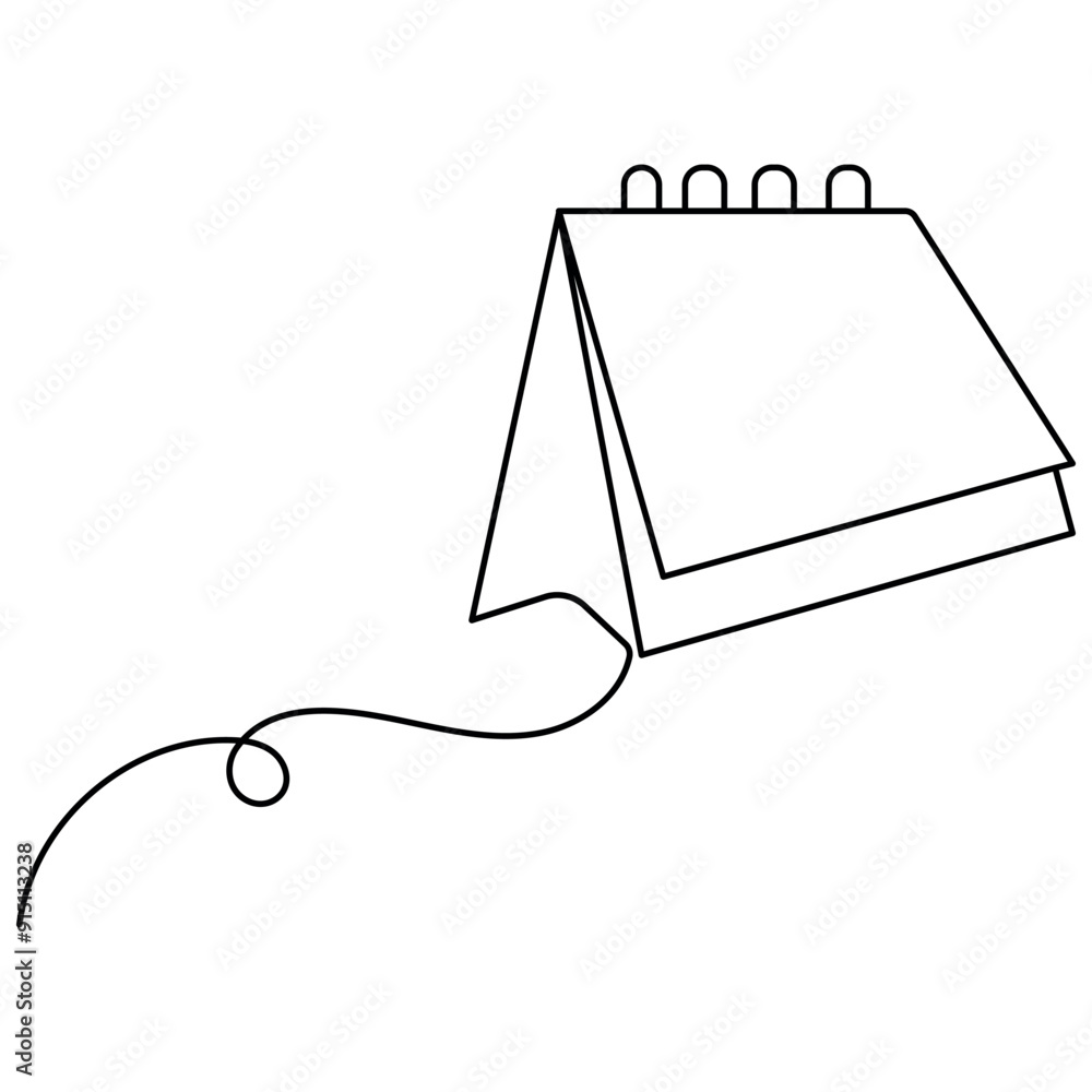Poster table calendar single line art, continuous one line drawing of isolated outline vector art