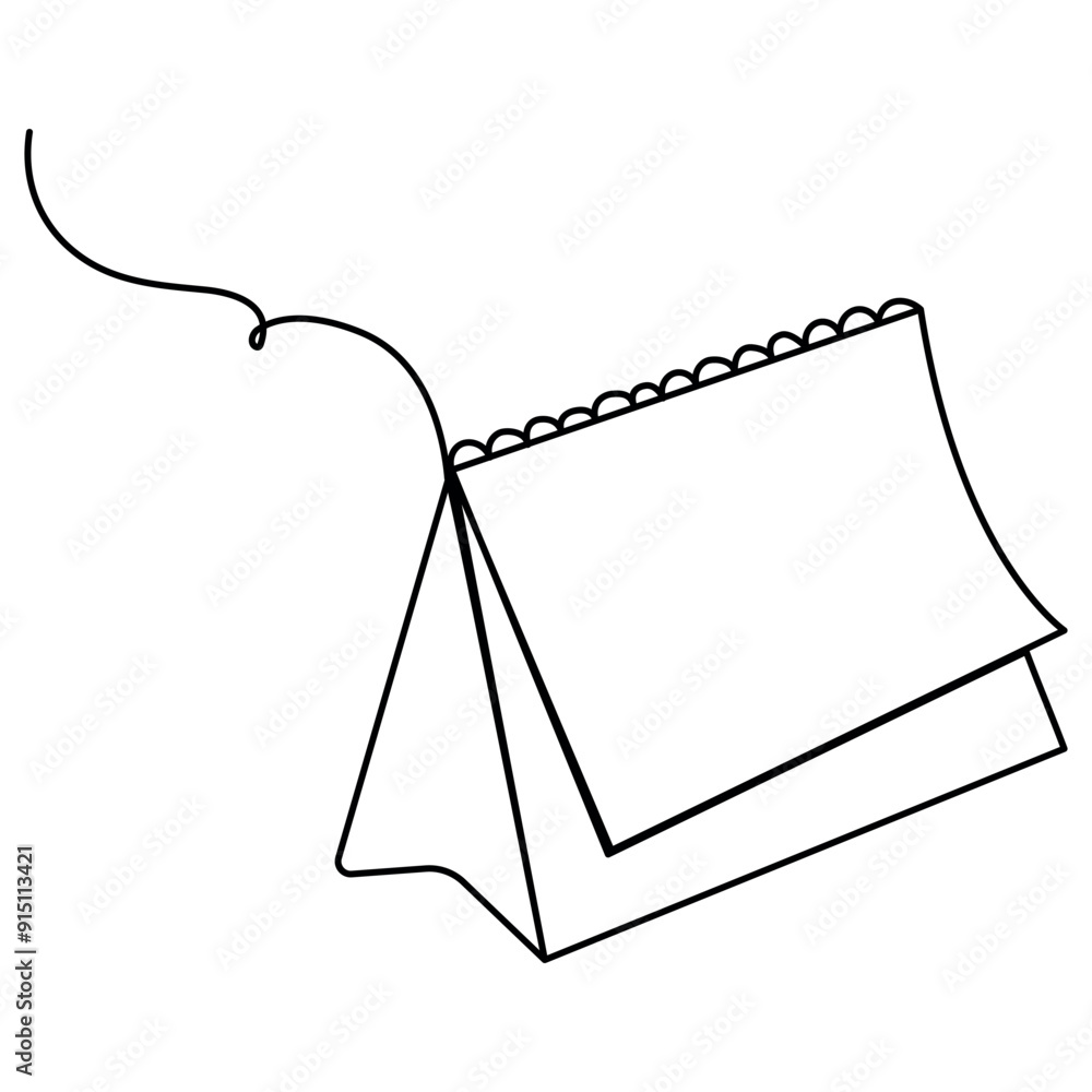 Fototapete Table  calendar  single line art, continuous one line drawing of  Isolated outline vector art

