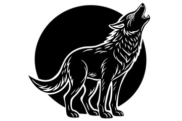 Wolf Howling at Moon Sticker