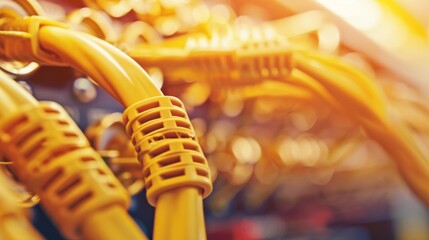 Abstract Close-Up of Yellow Cables