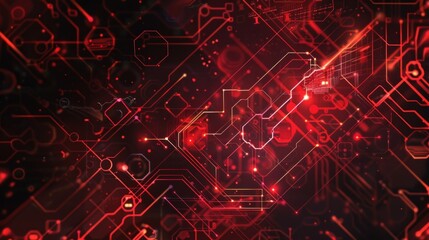 Abstract Red Circuit Board Design