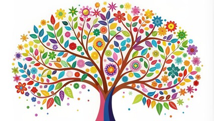 Fototapeta premium of a cute and colorful tree graphic with a whimsical design perfect for children's decor , tree, graphic, cute, colorful