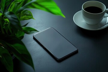 Smartphone with blank screen on the table in office