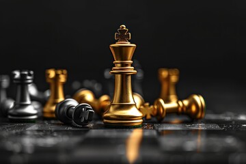 Golden King Stands Victorious Over Fallen Opponents