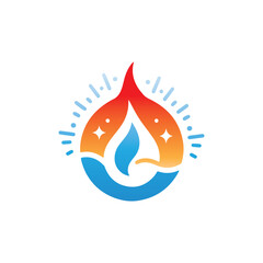 oil & gas logo, heating and cooling logo, fire flame, fire and water drop logo, air conditioning logo, plumbing, HVAC, Modern fire logo, heat tech, refrigeration logo