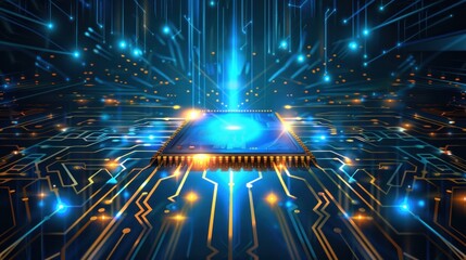 Digital Circuitry: A Processor Glowing with Potential