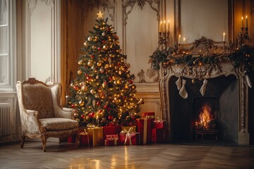 new year tree christmas decoration interior