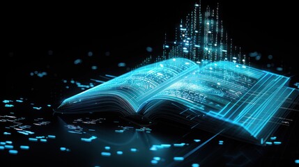 Digital Book with Glowing Lines