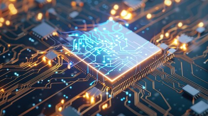 Glowing Circuit Board with Integrated Chip