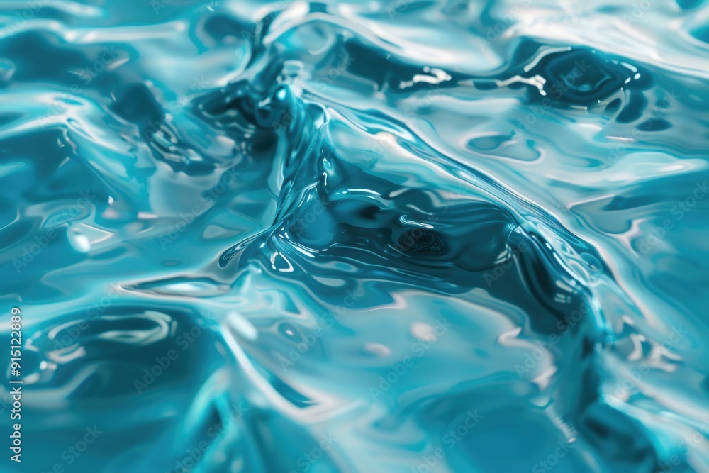 Poster a close-up view of the blue liquid's surface with subtle ripples and texture