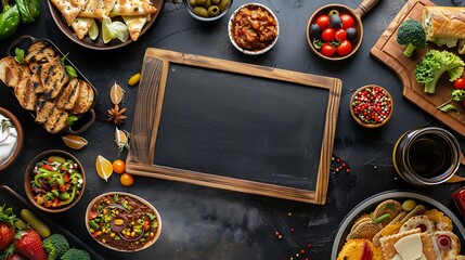 Top view frame diet conscious food restaurant menu