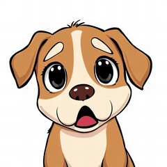 cartoon dog with big eyes and a surprised look on his face.