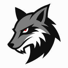A head of angry wolf art vector illustration
