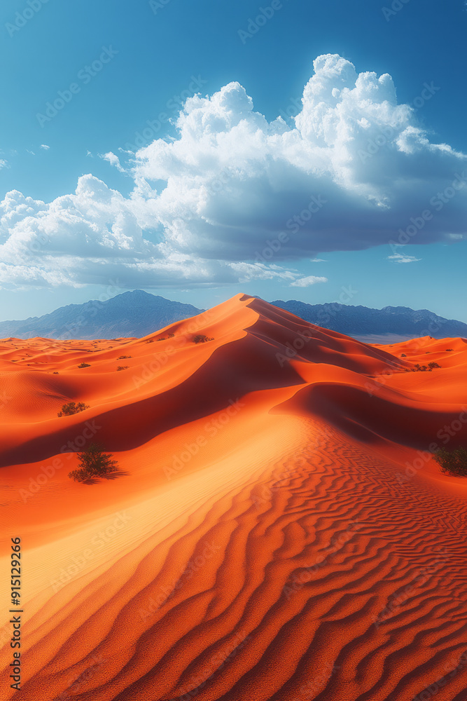 Aufkleber a desert with sand dunes that curve upwards into the sky, as if gravity is inverted,