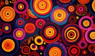 Abstract Colorful Circular Pattern Painting