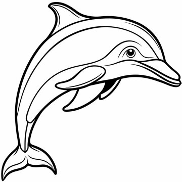 recommend clip art: A Dolphin line art vector