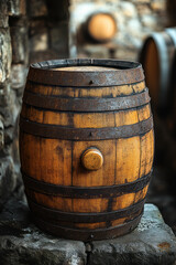 Fototapeta premium An abstract depiction of a wine barrel with minimalist strokes and bold, simple colors,