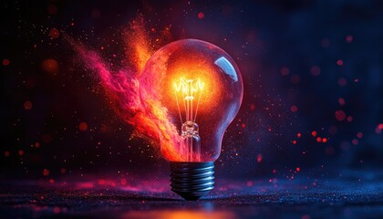 Light Bulb with Colorful Explosion
