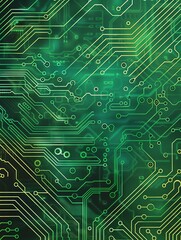 Intricate PCB pattern showcases complex electronic circuitry, core of modern computer technology