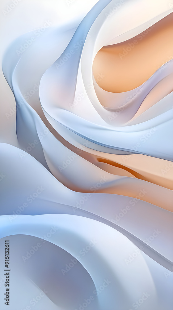 Poster soft waves of pastel hues create an ethereal and soothing abstract composition with gentle curves an