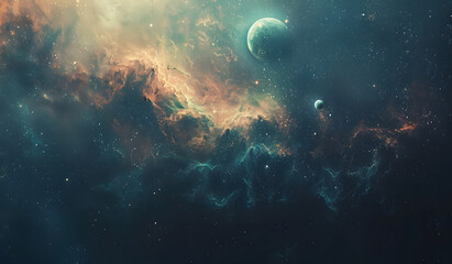 Fototapeta premium Universe planets and galaxy outer space solar system wallpaper design