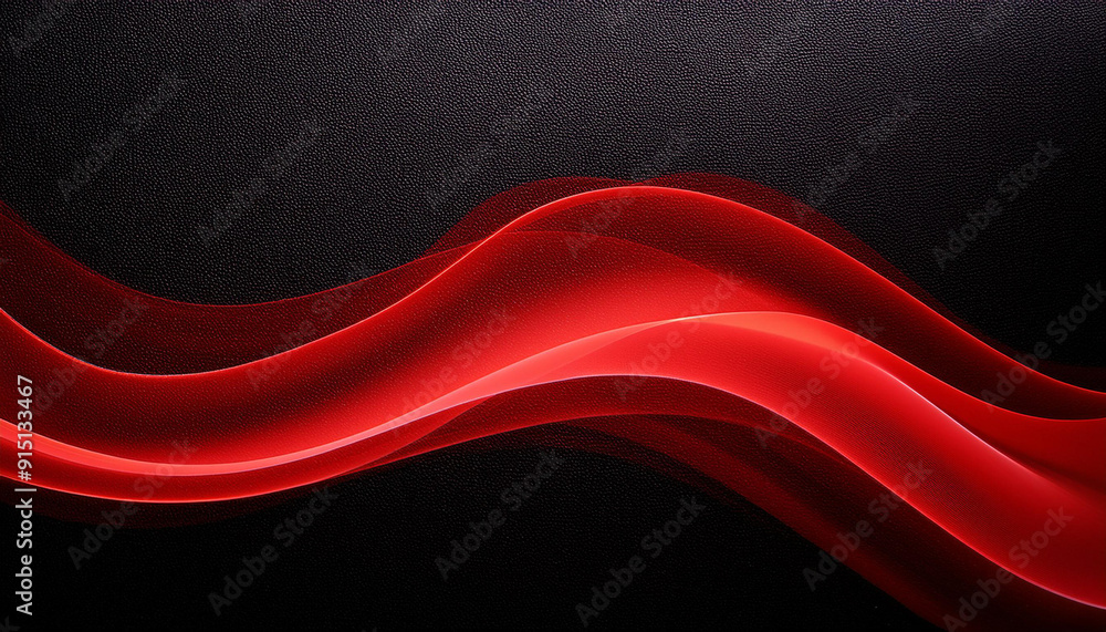 Poster Elegant Red Wave on Textured Black Background. Abstract Flowing Curves with Vibrant Energy, Contrasting Smooth Radiance Against a Dark, Matte Surface