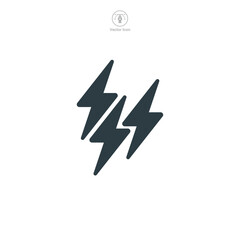 Lightning Bolt icon symbol vector illustration isolated on white background