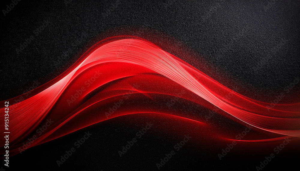 Poster elegant red wave on textured black background. abstract flowing curves with vibrant energy, contrast