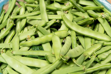 green ripe green beans in a bag