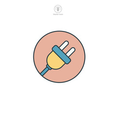 Electric Plug icon symbol vector illustration isolated on white background