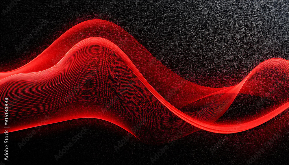 Poster elegant red wave on textured black background. abstract flowing curves with vibrant energy, contrast
