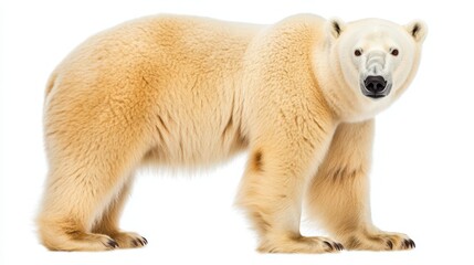 Majestic Polar Bear Standing on Gleaming White Ice Floe in High-angle Shot