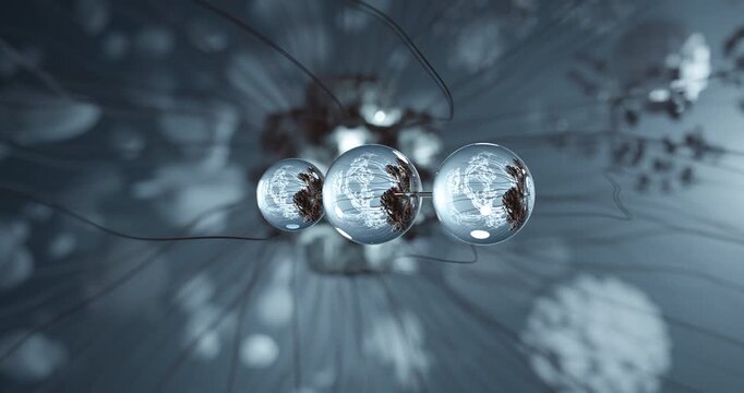 Copper(II) chloride rotating 3d molecule, molecular structure of cupric chloride, seamless video