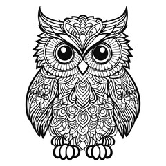 Fototapeta premium Owl coloring page mandala design for AI generates vector art