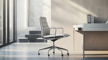 Minimalist Workspace with Empty Ergonomic Office Chair - Hiring Process Concept