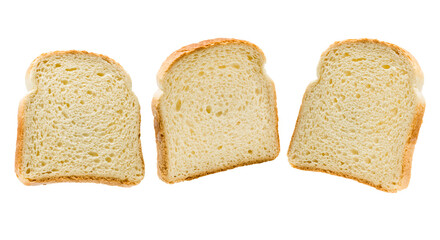 Slices of white bread isolated on transparent background. PNG image.