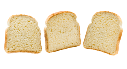 Slices of white bread isolated on transparent background. PNG image.