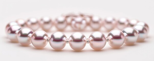 Elegant pearl bracelet, white background, luxury jewelry