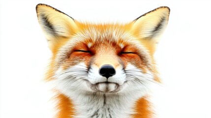 Obraz premium Close-up shot of playful red fox with curious expression in woodland setting.