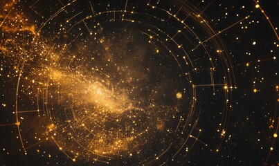 Celestial Astrology Marketing Background: Golden Zodiac Belt Amidst Starry Constellations. Mystical Astrological Artwork for Cultural Campaigns, Horoscope Themes, and Cosmic Branding. Elegant 4K Wallp