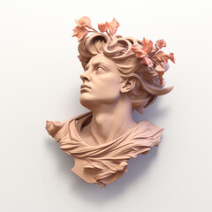 A Sculptural Bust with Pink Floral Detail.