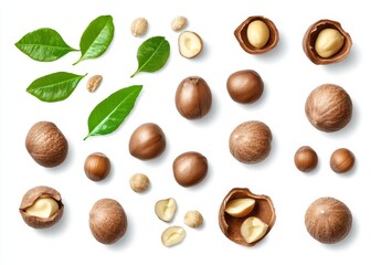 Moroccan argan oil and seeds isolated on a white background. Natural bio cosmetics and oils for skin and hair care