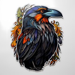 Fototapeta premium A detailed raven design perfect for stickers, decorations, and gothic themed artwork.