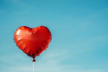 Fototapeta premium Heart-Shaped Balloon Symbolizing Love Against a Clear Blue Sky