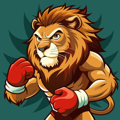 Obraz premium lion boxing fight animal mascot sport logo