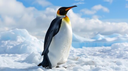 A king penguin with bright orange accents