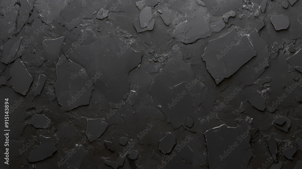 Poster a textured surface showcases dark slate fragments of varying sizes, creating a natural, rugged appea