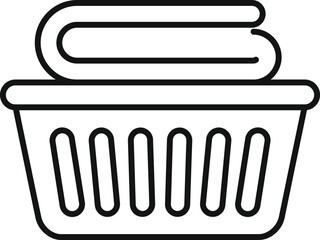 Simple line drawing of a laundry basket filled with clean towels, perfect for websites or apps