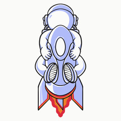 astronaut boarding rocket vectore cute flat illustration